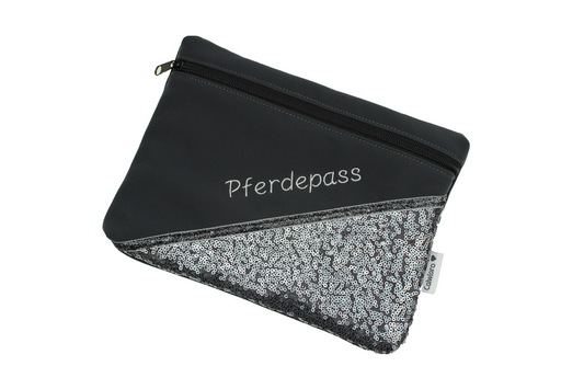 Pferdepasshülle Grey Glitter