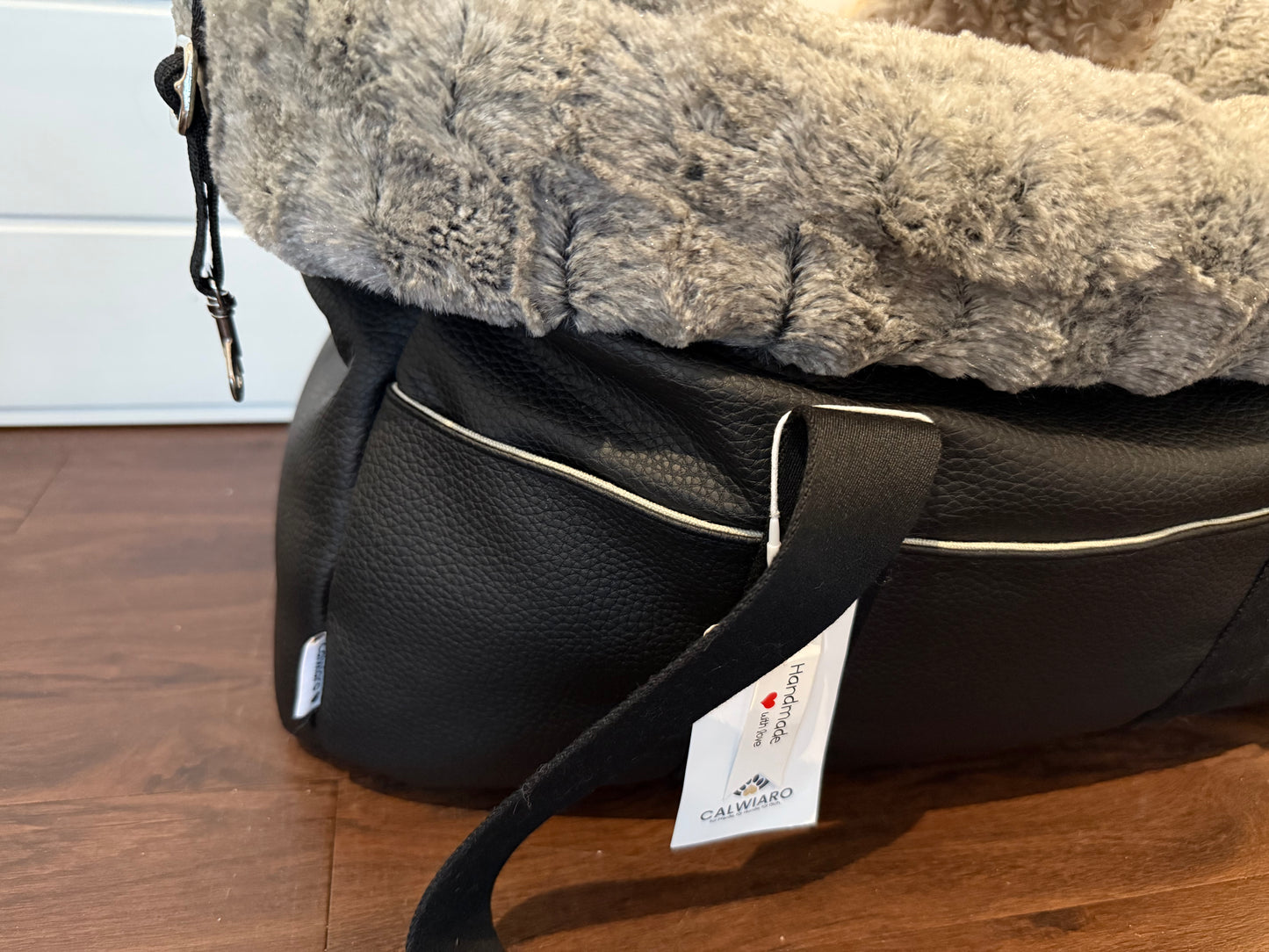Hundetasche Fauxleder Nappa Schwarz - M ( (H40xB50xT25cm)