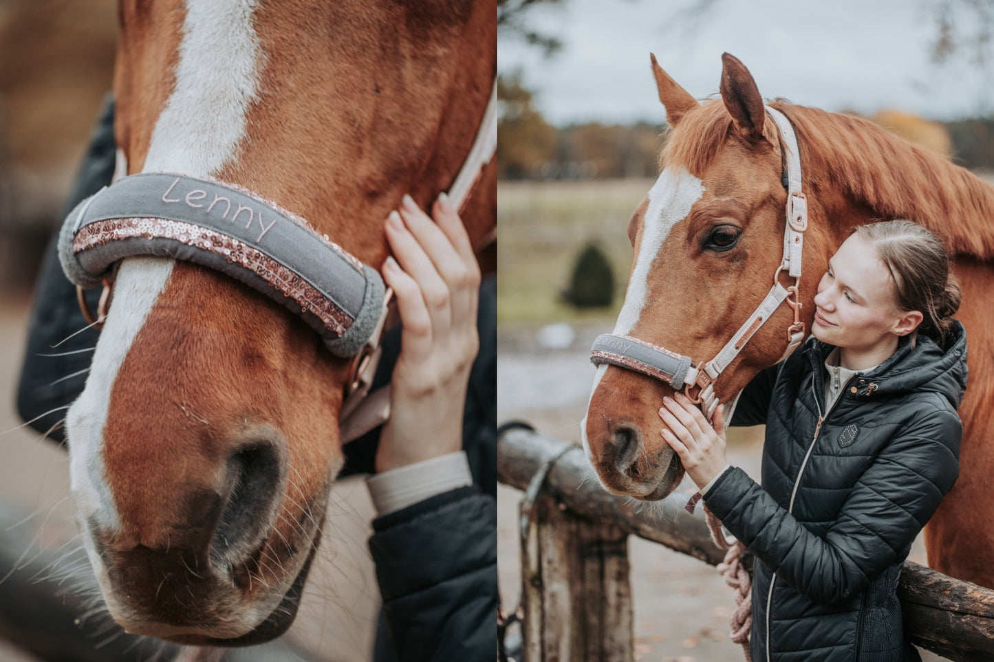 Noseband Mayfare Grau-Rosegold