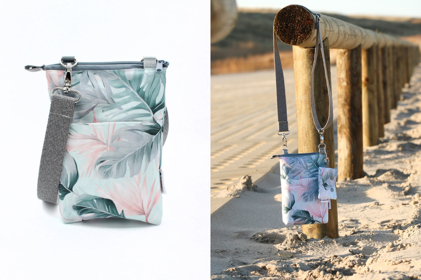 Gassitasche Outdoor Blätter Mint-Rosa